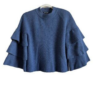Gianni Bini Women’s Small Blue Angora Blend Ruffle Tiered Bell Sleeves‎ Sweater